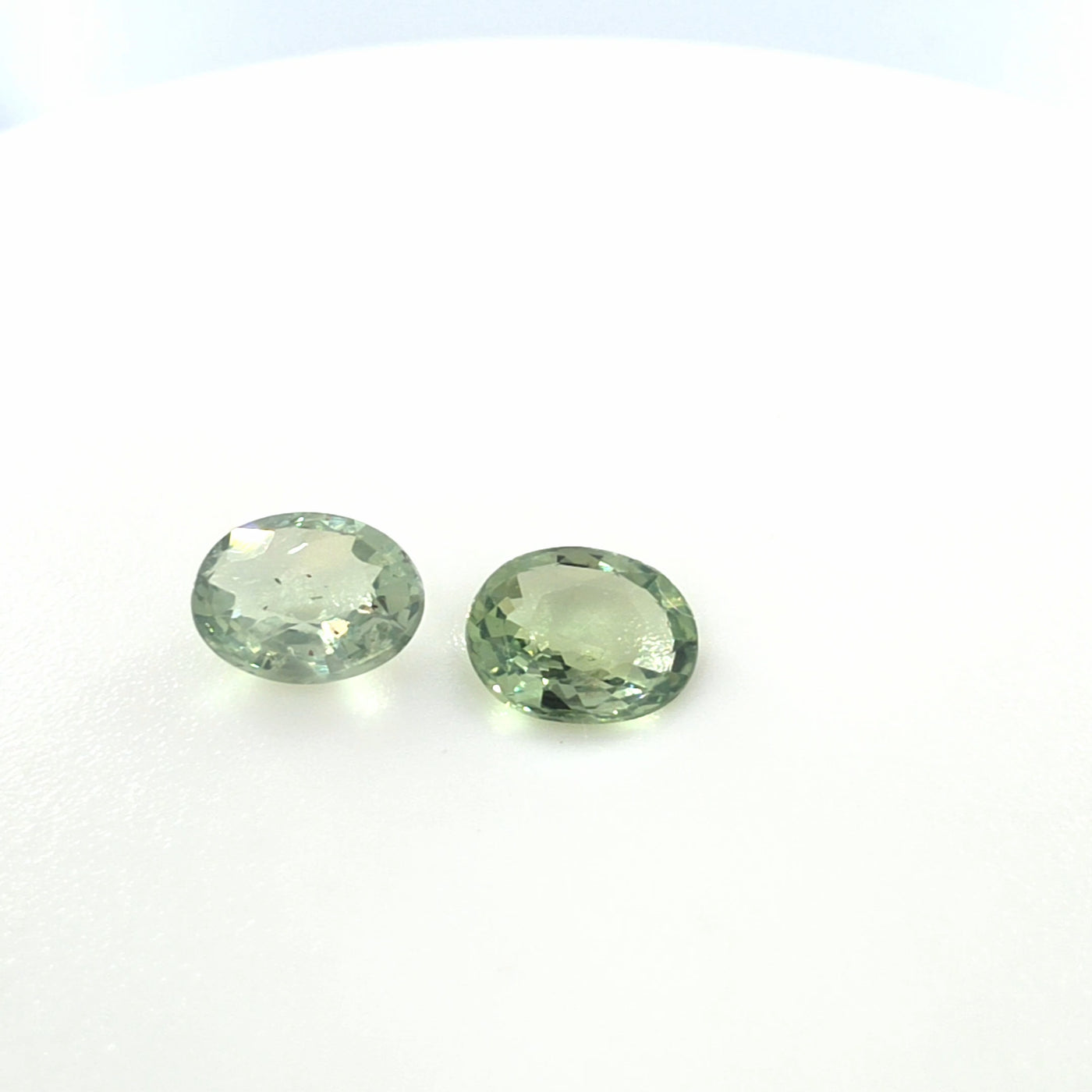 Matched Pair Green Sapphire Oval Cut 0.75 TCW – Light Olive Green Sapphires