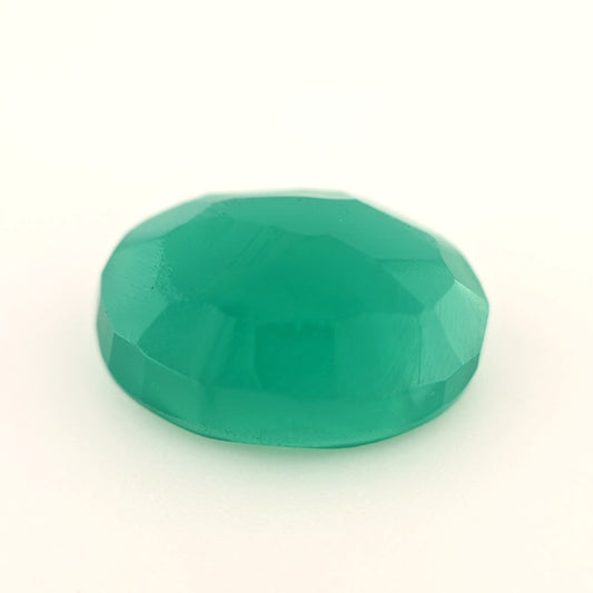 3.83 Ct Green Chalcedony Oval Rose Cut – Translucent Teal