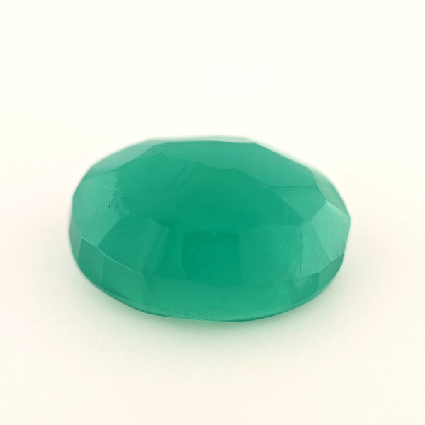 3.83 Ct Green Chalcedony Oval Rose Cut – Translucent Teal