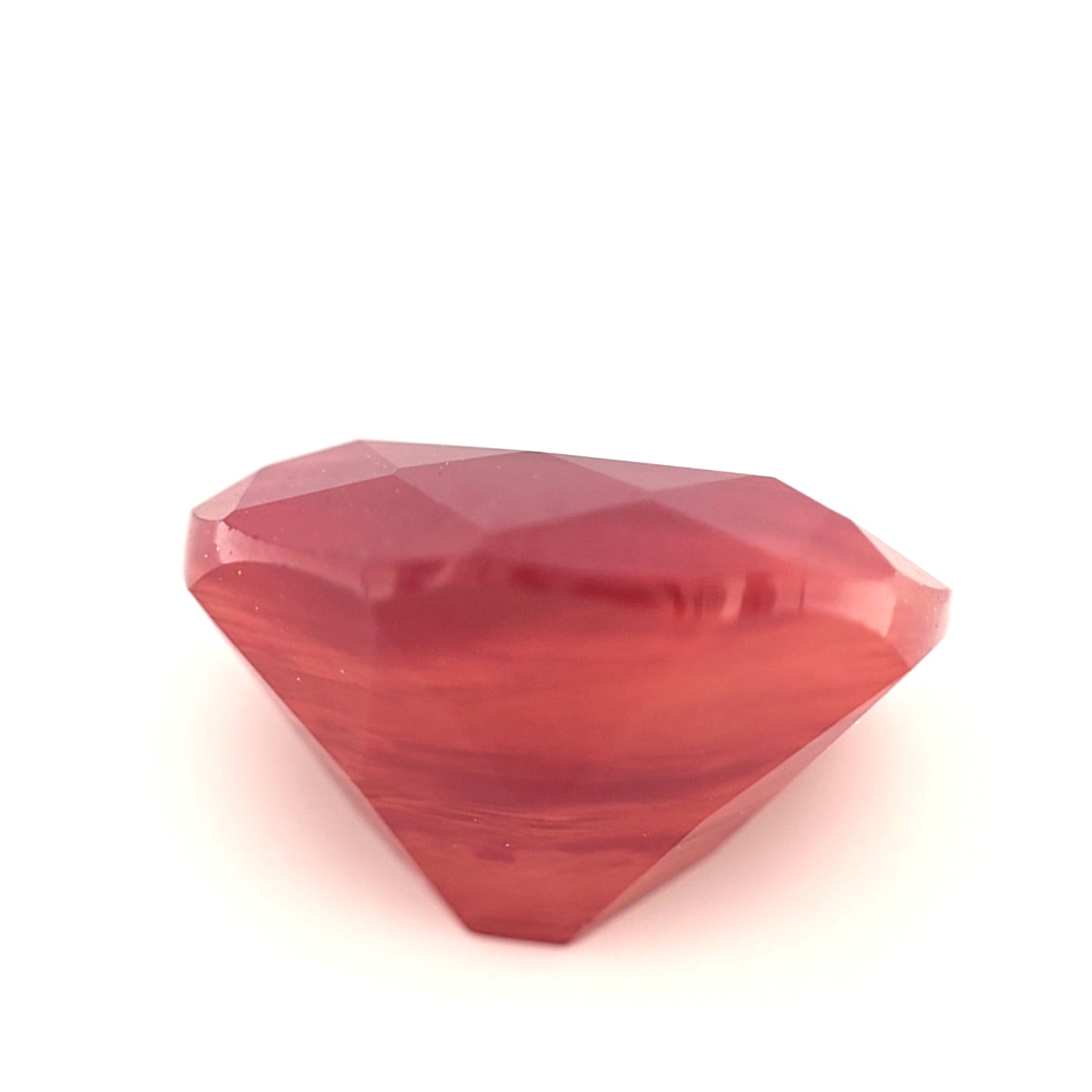 4.65 Ct Red Chalcedony Oval Rose Cut – Translucent Salmon Tone