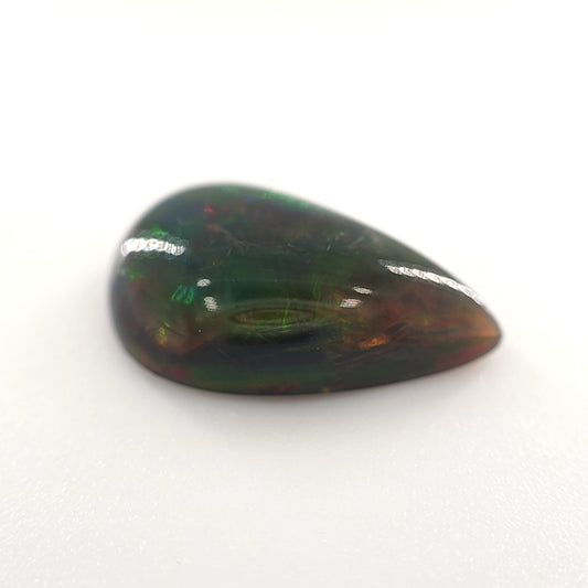 2.96 Ct Black Opal Pear Cabochon – Green Fire with Red Flashes