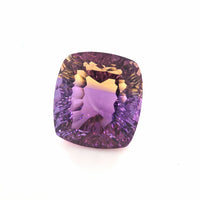 Ametrine Fantasy Cushion Cut 16.83 Ct – Purple and Golden Yellow Bi-Color Quartz