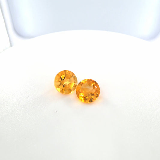 Citrine Round Cut Matched Pair 0.92 Tcw – Golden Orange Citrine
