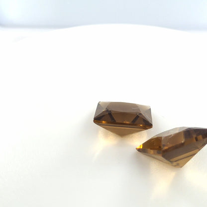 Citrine Princess Cut Matched Pair 2.84 Tcw – Deep Cognac Orange Citrine