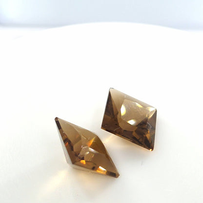 Citrine Princess Cut Matched Pair 2.84 Tcw – Deep Cognac Orange Citrine