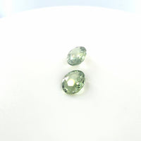 Matched Pair Green Sapphire Oval Cut 0.75 TCW – Light Olive Green Sapphires
