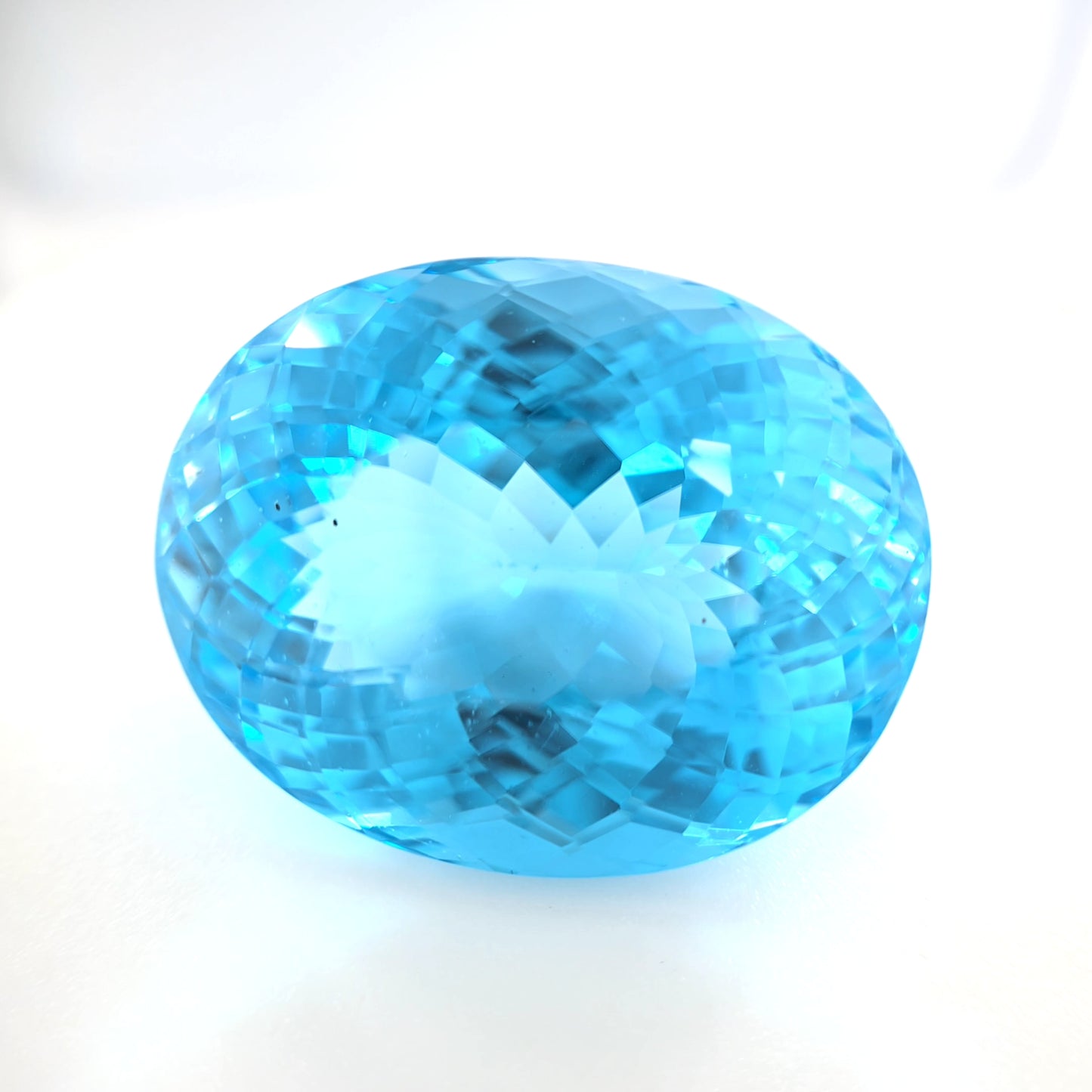 46.96 Ct Blue Topaz Oval Checkerboard Cut – Bright Sky Blue