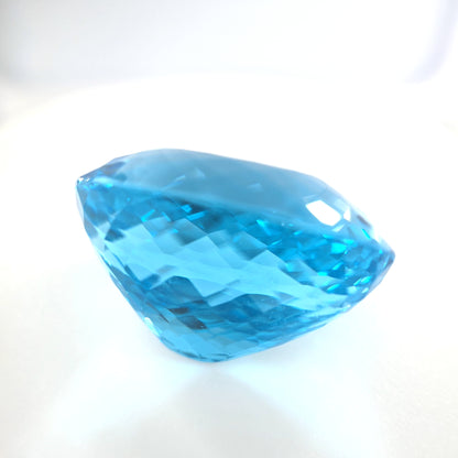 46.96 Ct Blue Topaz Oval Checkerboard Cut – Bright Sky Blue