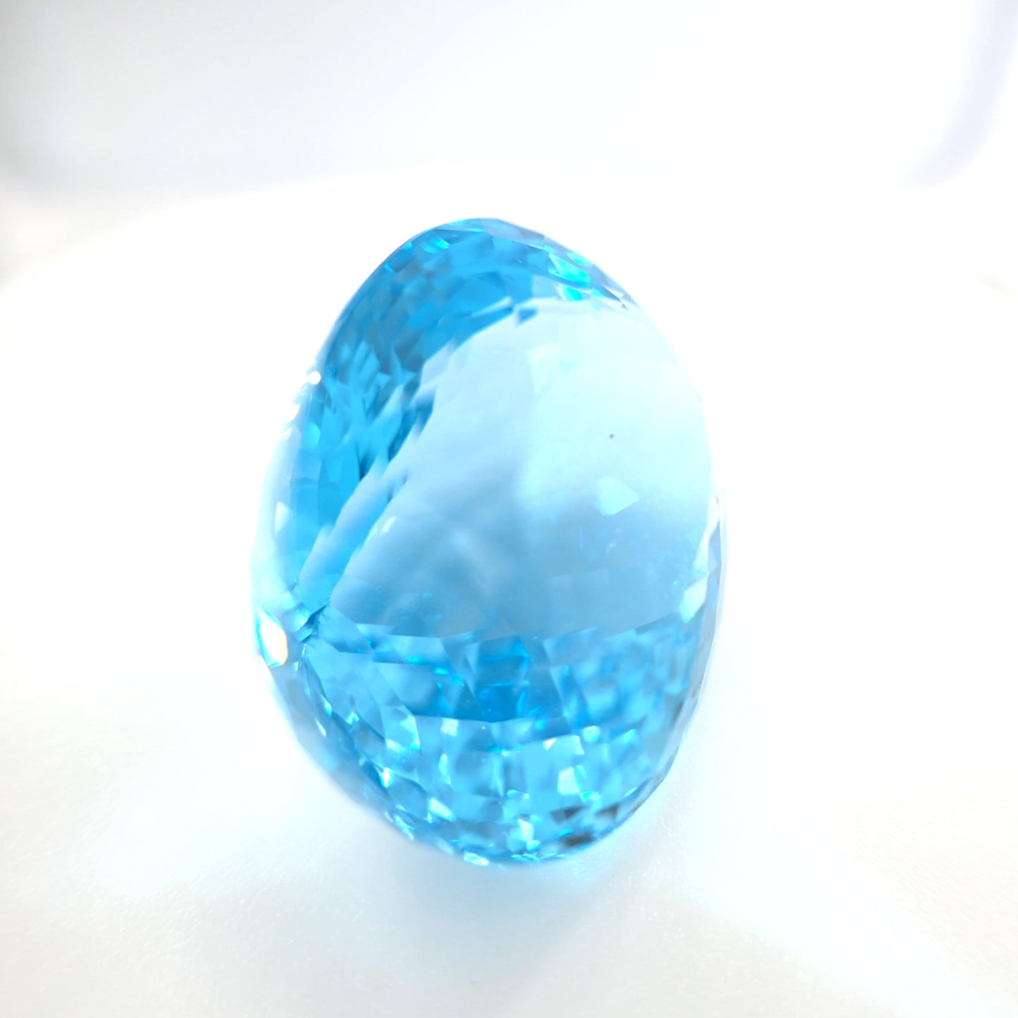 46.96 Ct Blue Topaz Oval Checkerboard Cut – Bright Sky Blue