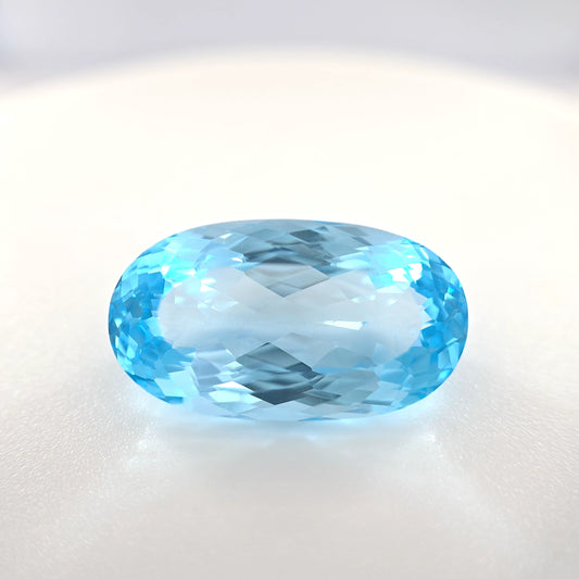 13.08 Ct Blue Topaz Oval Checkerboard Cut – Bright Sky Blue