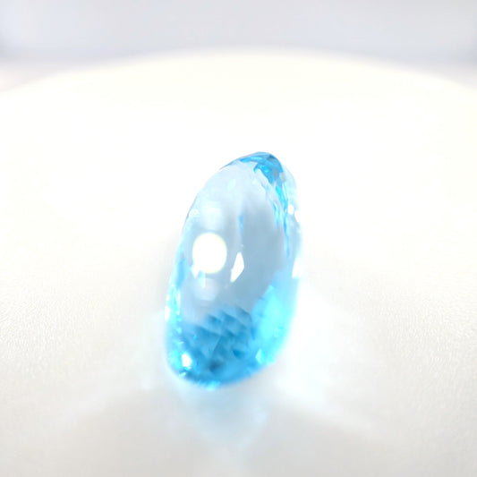 13.08 Ct Blue Topaz Oval Checkerboard Cut – Bright Sky Blue