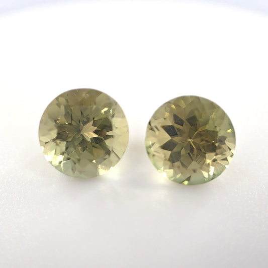 Tourmaline Round Cut Pair 2.97 Ct Tw – Olive Green Matching Pair