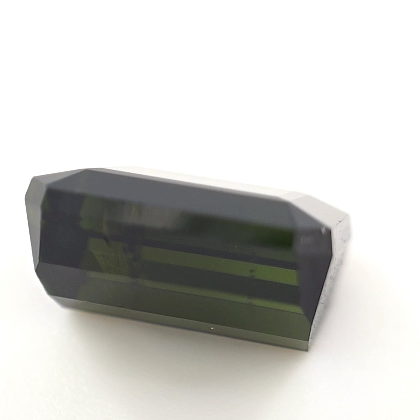 6.45 Ct Dark Green Tourmaline Emerald Cut – Deep Forest Green