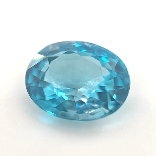 2.36 Ct Blue Zircon Oval – Bright Electric Blue Fire