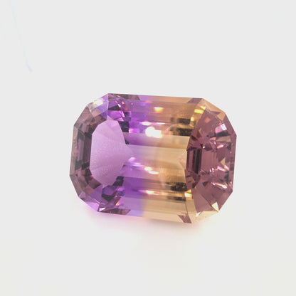 Ametrine Emerald Cut 18.00 Ct – Purple and Golden Yellow Bi-Color Quartz