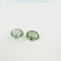 Matched Pair Green Sapphire Oval Cut 0.75 TCW – Light Olive Green Sapphires
