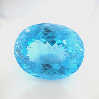 46.96 Ct Blue Topaz Oval Checkerboard Cut – Bright Sky Blue